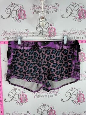 Hurley shorts y2k Purple and Black Leopard Print Athletic Shorts